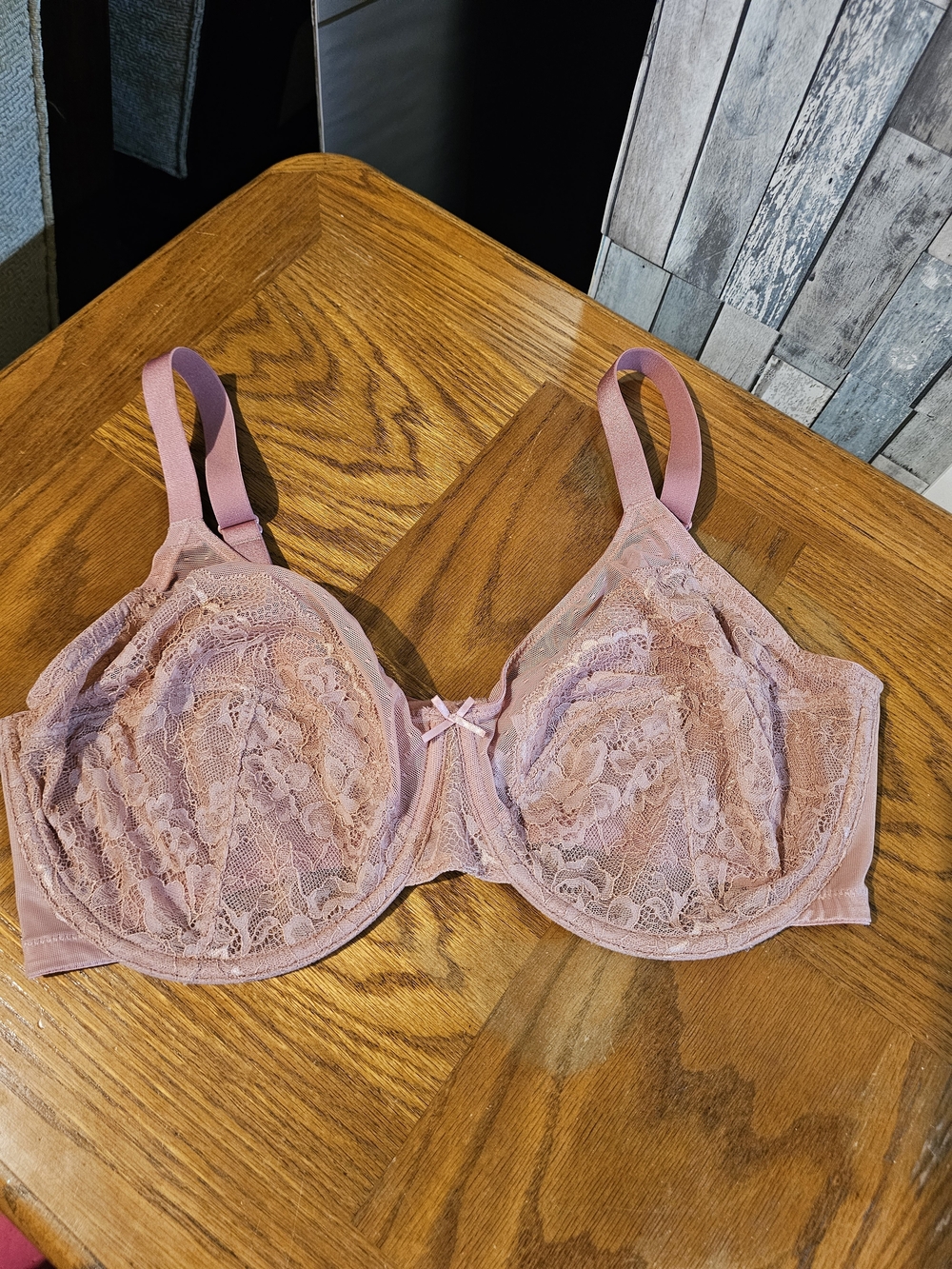 Lace Unlined Underwire Bra in Dusty Rose HSIA, 38DDD